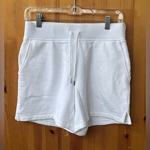 Talbots Women's White Mid Rise Elastic Waist Mid Length Sweat Shorts - Size P